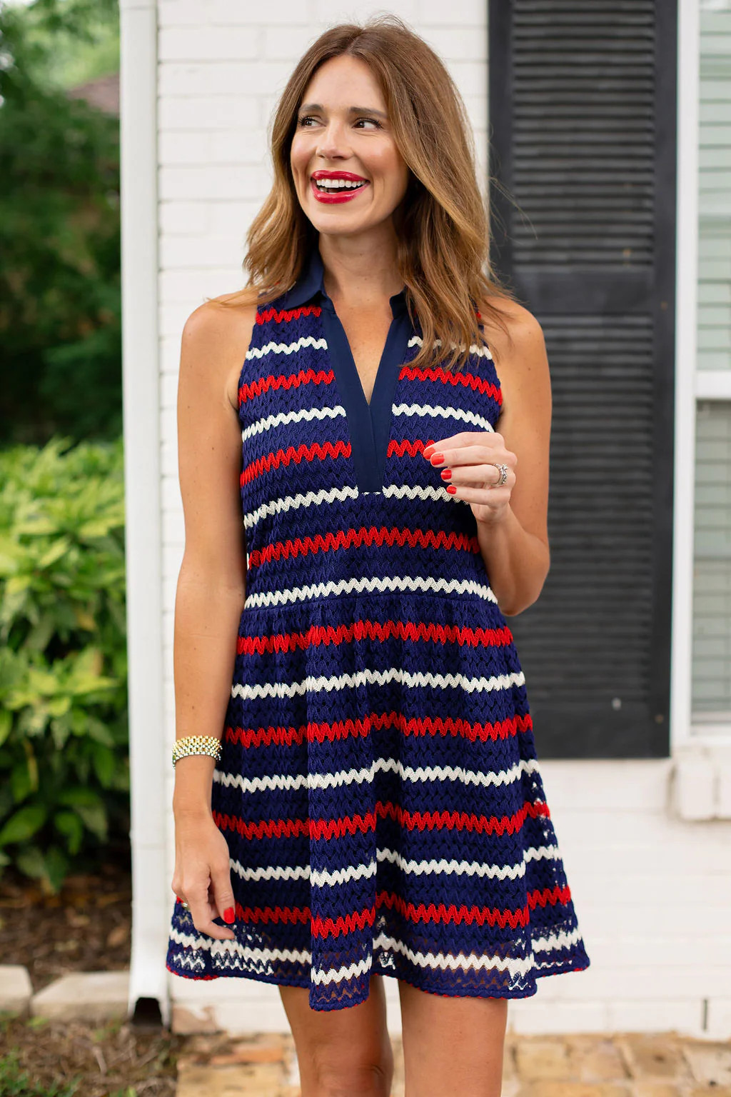 SSYS Kendall Sleeveless Collared Dress In Americana | SSYS