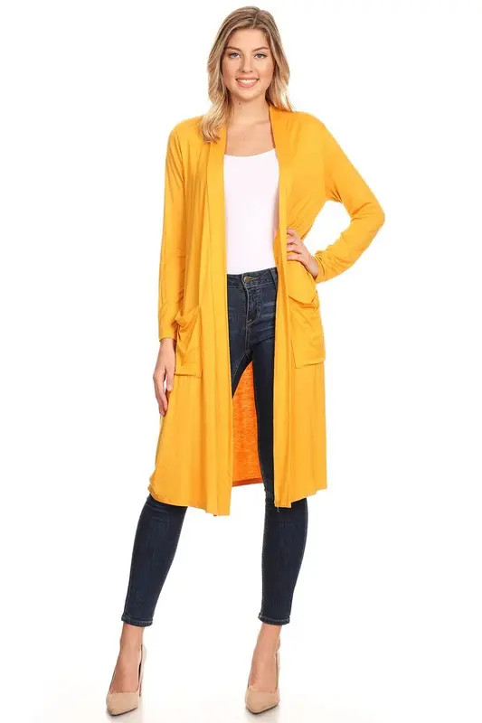 Solid duster cardigan in a loose fit Mustard / S | Casual Chic Boutique