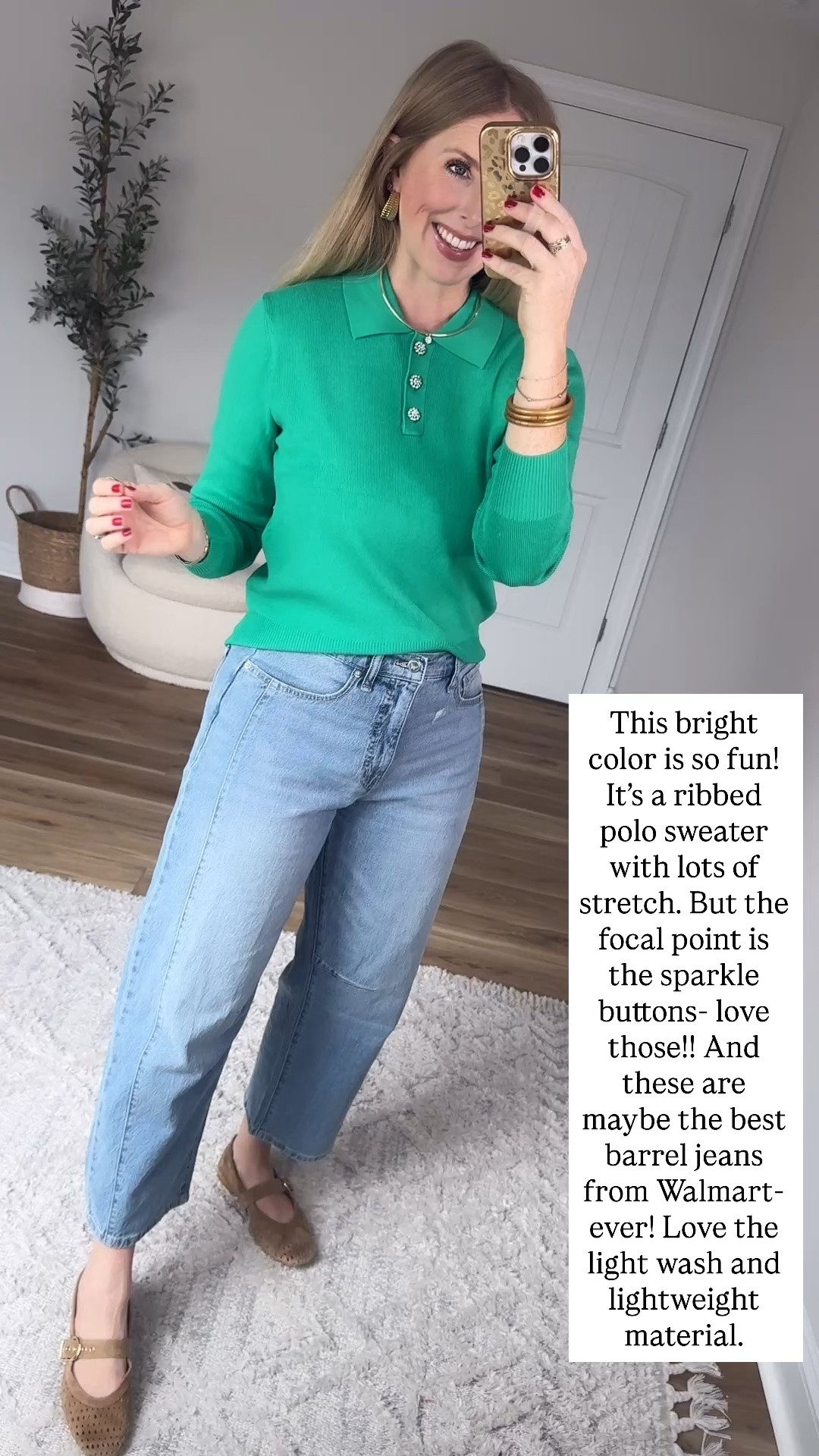 How pretty is this sparkly button polo sweater from Walmart!