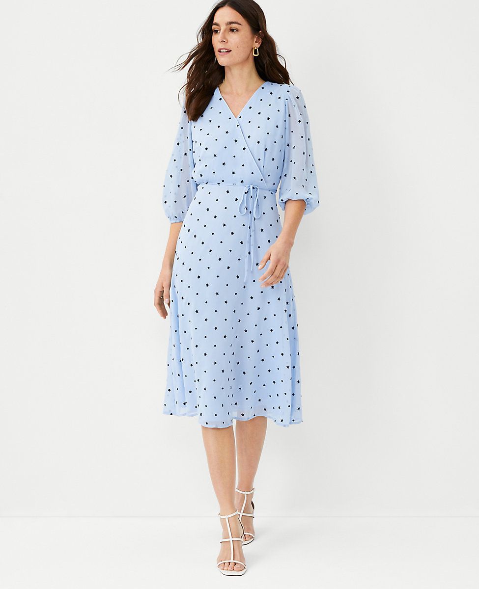 Floral Embroidered Belted Wrap Dress | Ann Taylor (US)