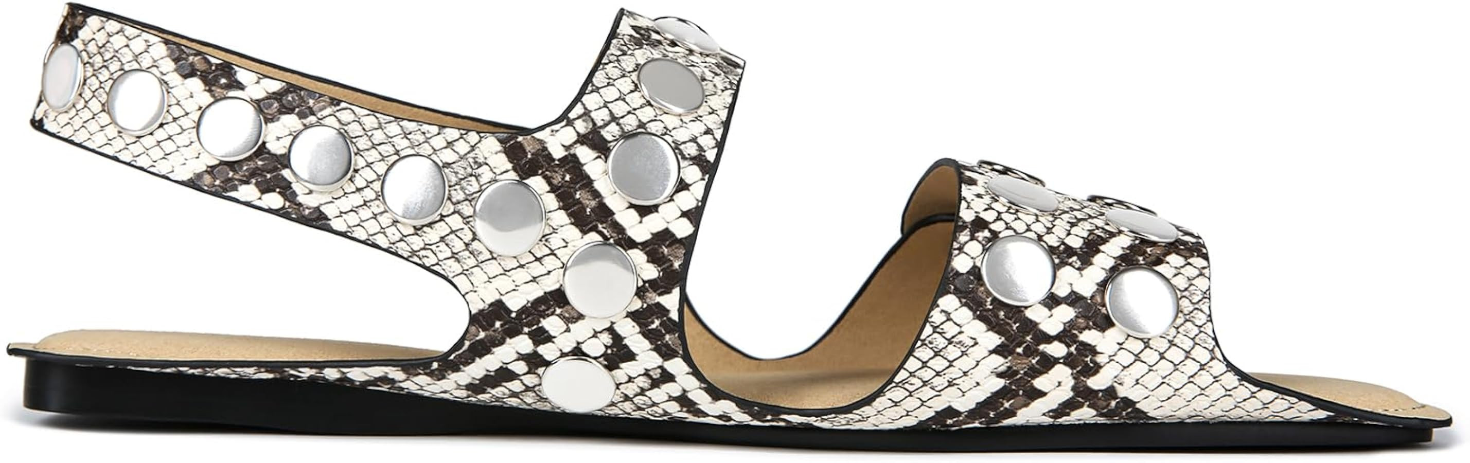 Open Toe Studded Flats Sandals for Women | Amazon (US)
