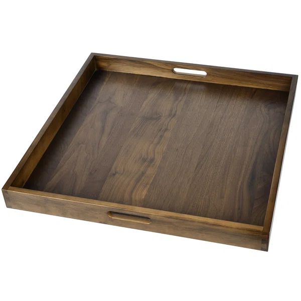 Glantz Square Black Walnut Solid Wood Serving Tray Ottoman Tray | Wayfair North America