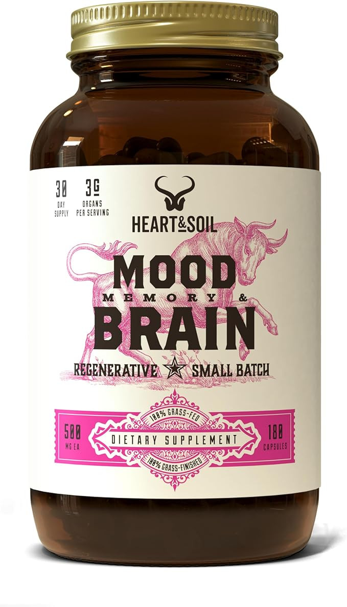 HEART & SOIL Grass Fed Beef Brain Supplement – 3000mg Brain Supplements for Memory and Focus wi... | Amazon (US)