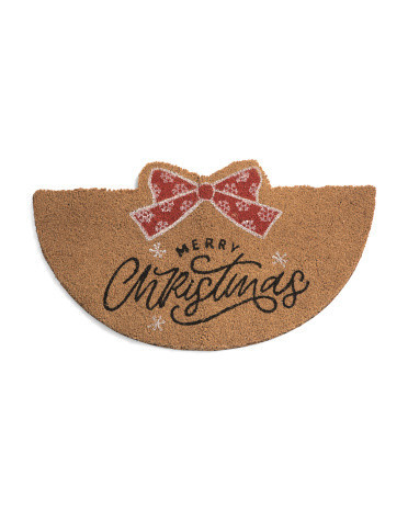 20x36 Merry Christmas Bow Half Moon Coir Doormat | Marshalls