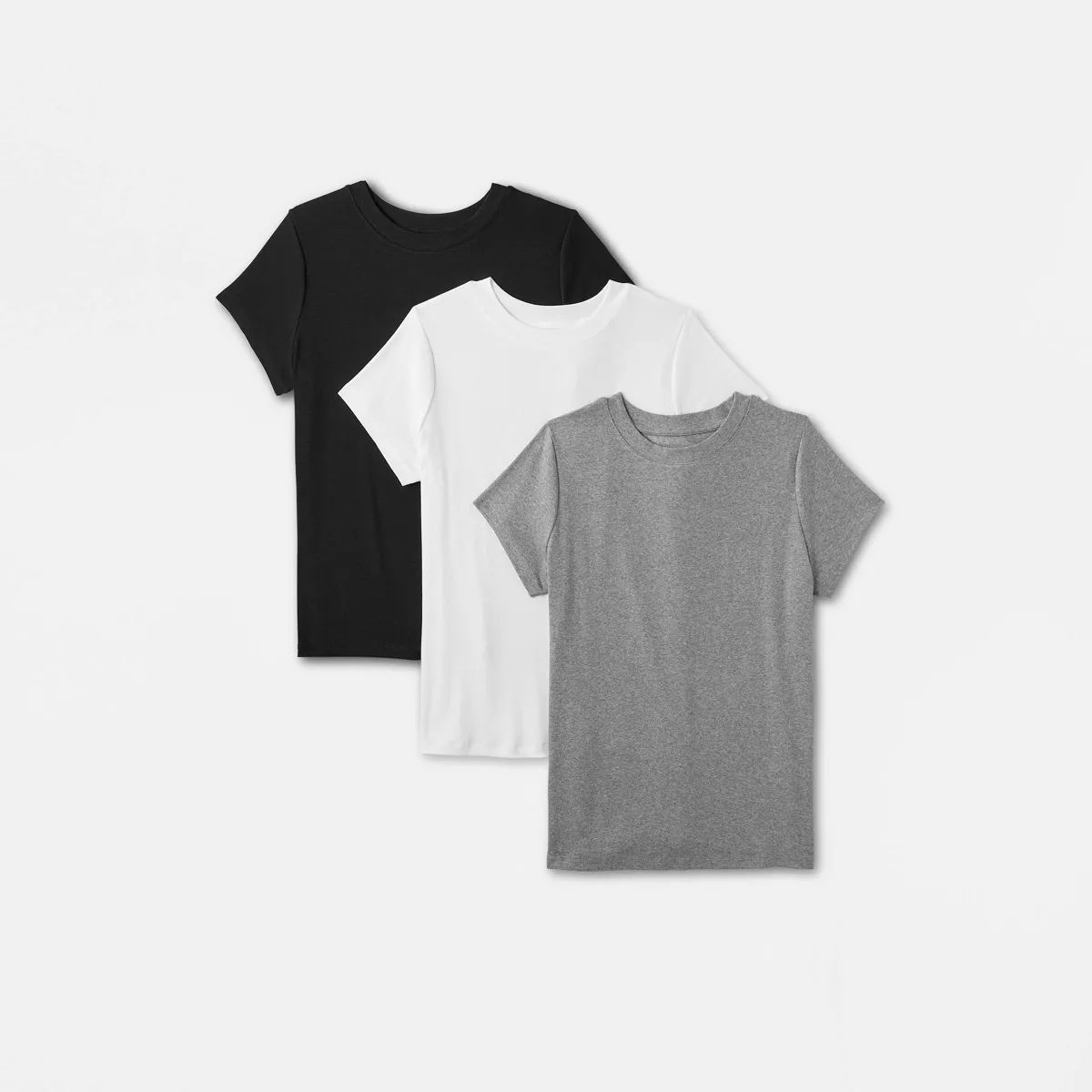 Women's Short Sleeve Ribbed 3pk Bundle T-Shirt - A New Day™ Black/White/Gray | Target