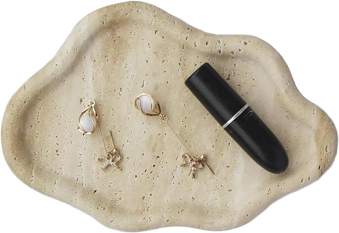 Real Travertine Jewelry Dish Cloud Shape, Trinket Dish, Ring Dish Key Tray Asethetic Home Décor,... | Amazon (US)