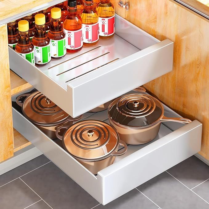 Pull out Cabinet Organizer, 21"Deep, Slide out Drawers for Kitchen Cabinets, Under Sink Pull-Out ... | Amazon (US)
