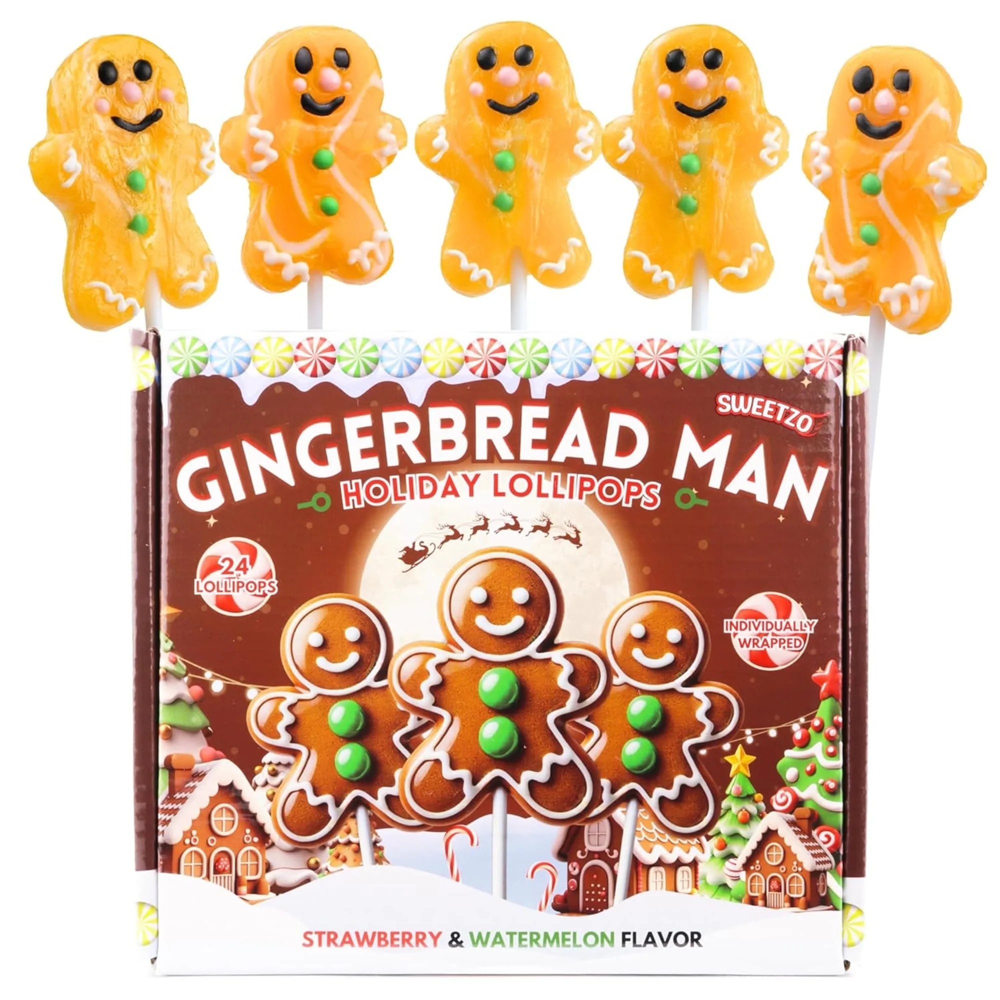 Gingerbread Man Lollipops, Christmas Party Candy, 24 Count, 10.16 Ounce Box | Walmart (US)