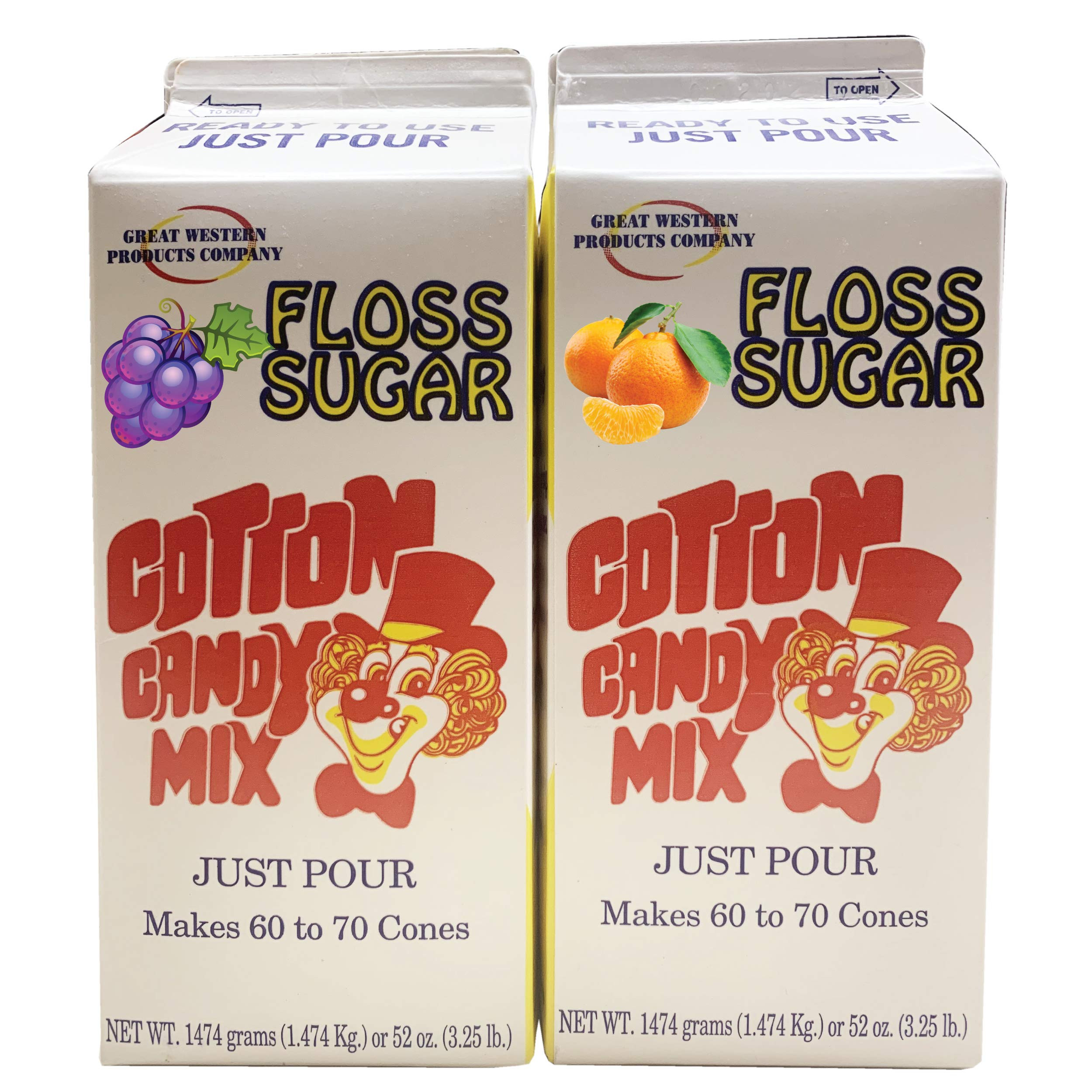 Cotton Candy Floss Sugar (2-Pack) | Grape and Orange | 3.25 LBS Cartons | Makes up to 140 Cotton ... | Amazon (CA)