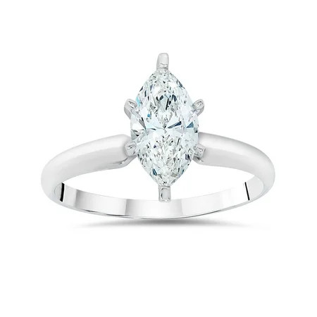 1ct Solitaire Marquise Enhanced Diamond Engagement Ring 14K White Gold | Walmart (US)