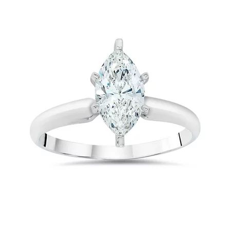 1ct Solitaire Marquise Enhanced Diamond Engagement Ring 14K White Gold | Walmart (US)