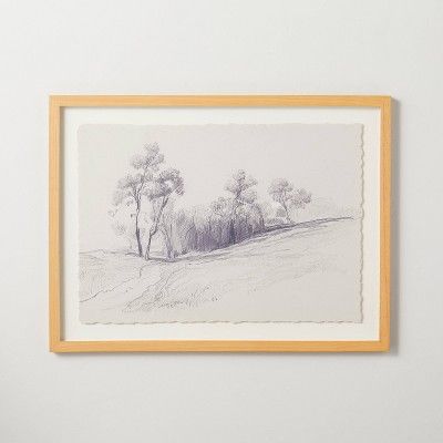 18"x24" Hillside Sketch Framed Wall Art Black/White - Hearth & Hand™ with Magnolia | Target