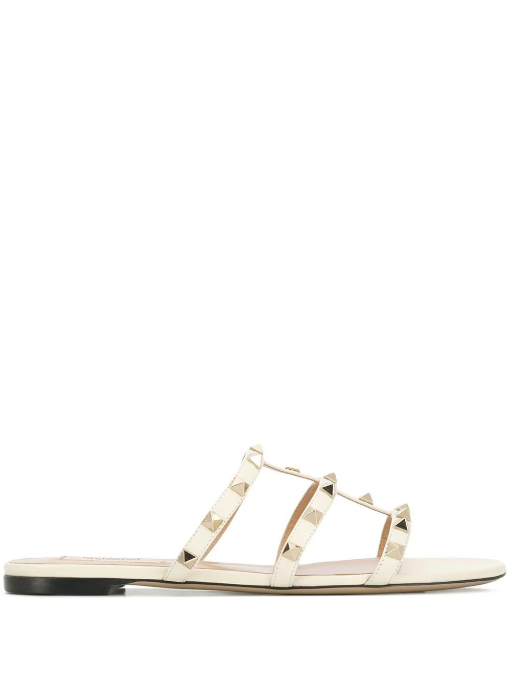 Valentino Garavani Women's Rockstud Leather Flat Sandals in White | Size 35 | 5W2S0C49VODI16 | LOZURI