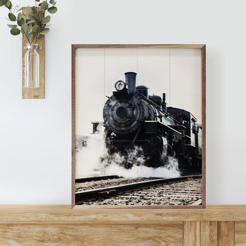Watercolor Train Framed On Wood Painting | Wayfair North America