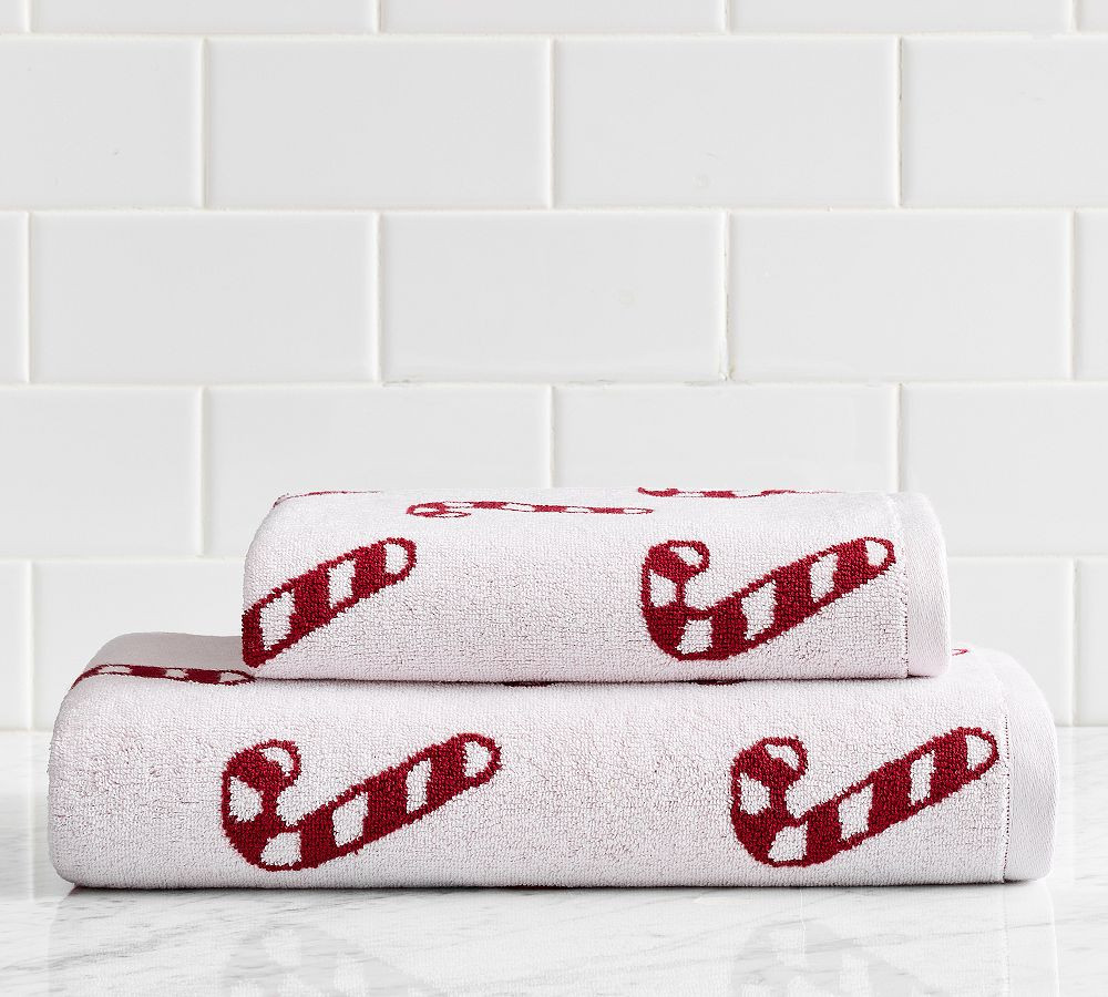 Candy Cane Jacquard Hand Towel | Pottery Barn (US)