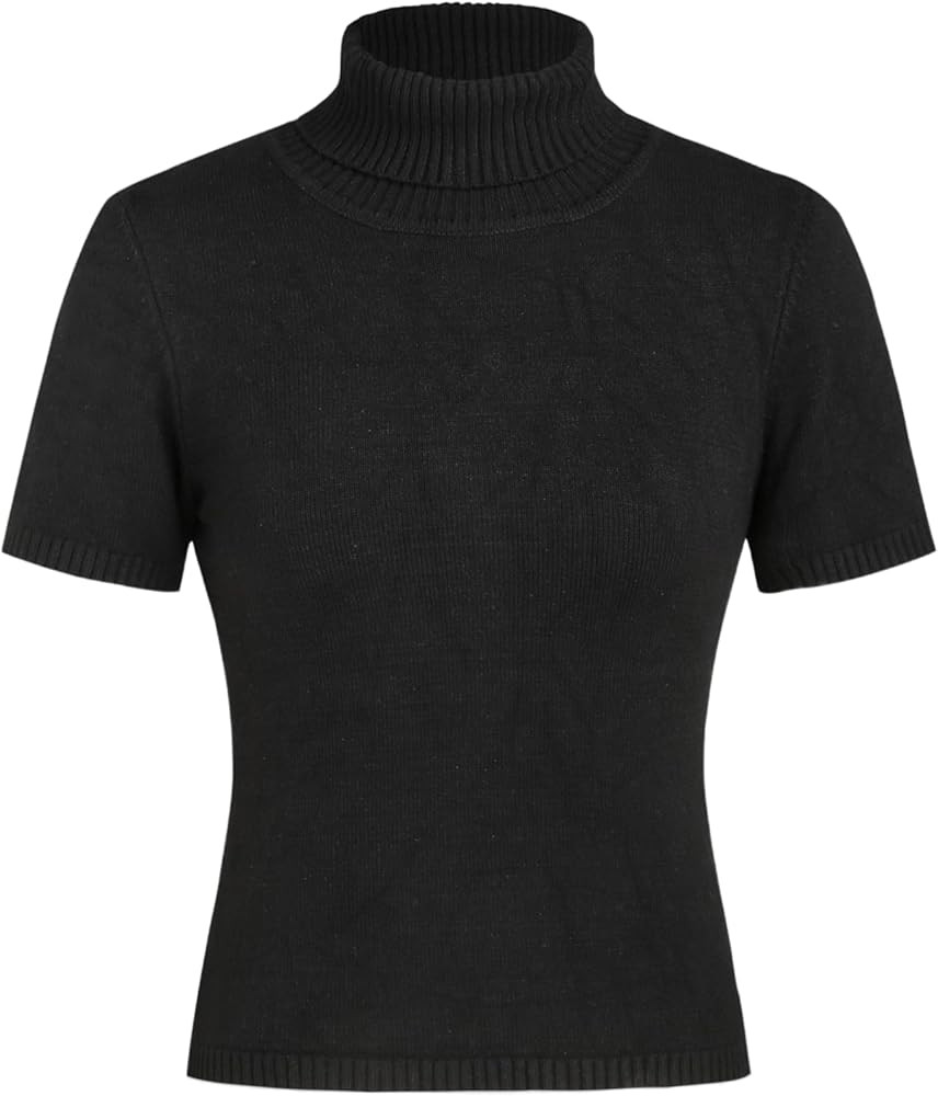 CIDER Women’s Short Sleeve Turtleneck Tops Cute Knit Slim Fit Sweater Blouses Basic Tee | Amazon (US)