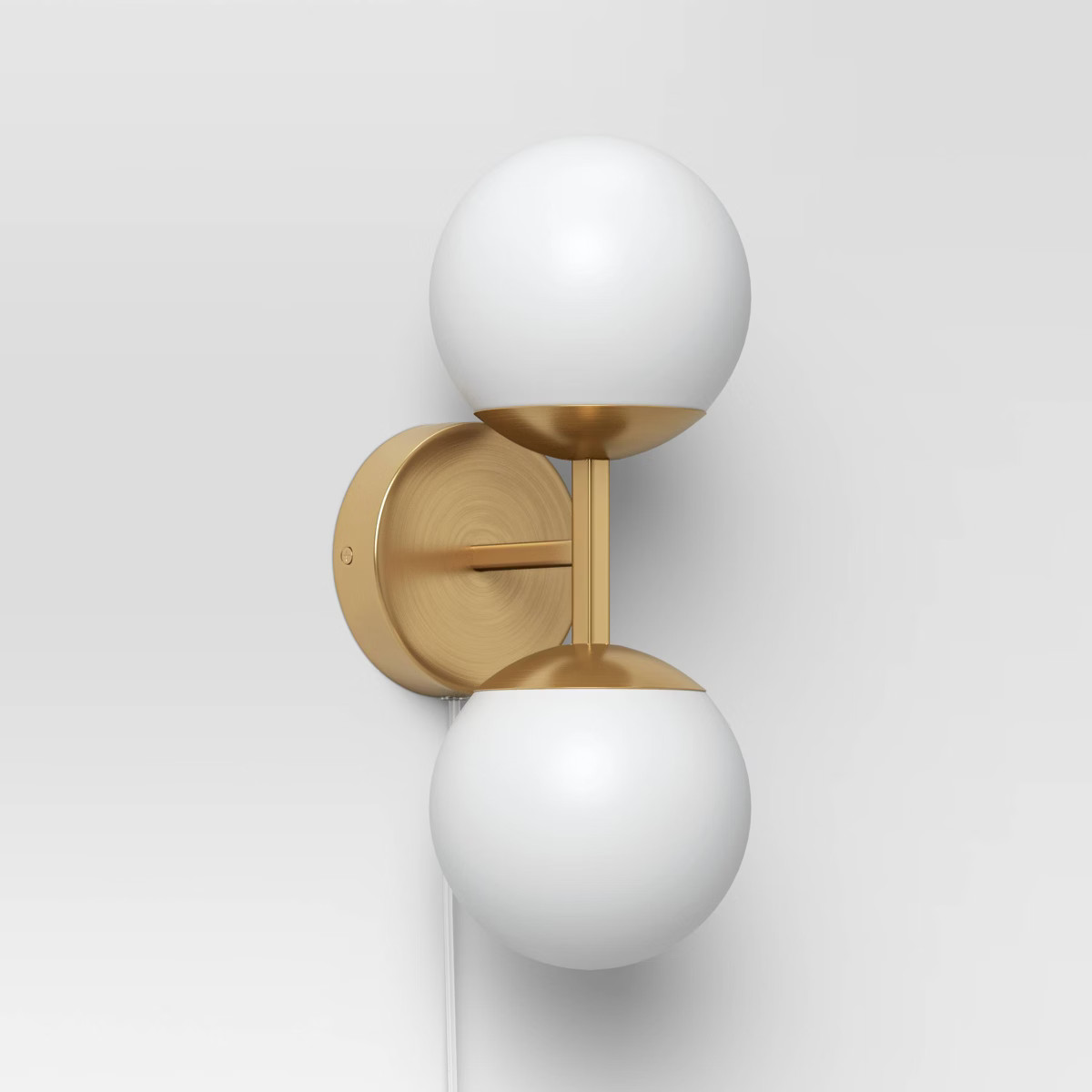 Double Globe Sconce White - Threshold™: Wall-Mounted, Dimmable, Gold Metal Body, Includes LED B... | Target