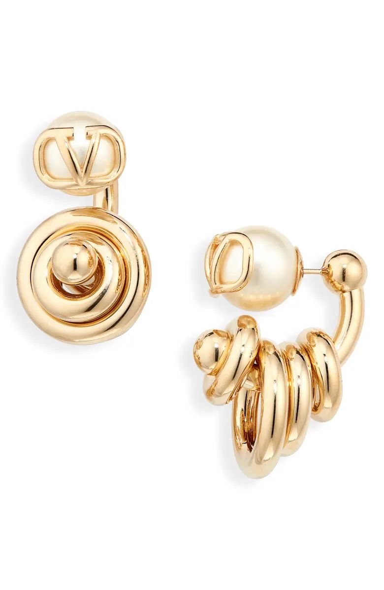 VLOGO Signature Imitation Pearl Huggie Hoop Earrings | Nordstrom