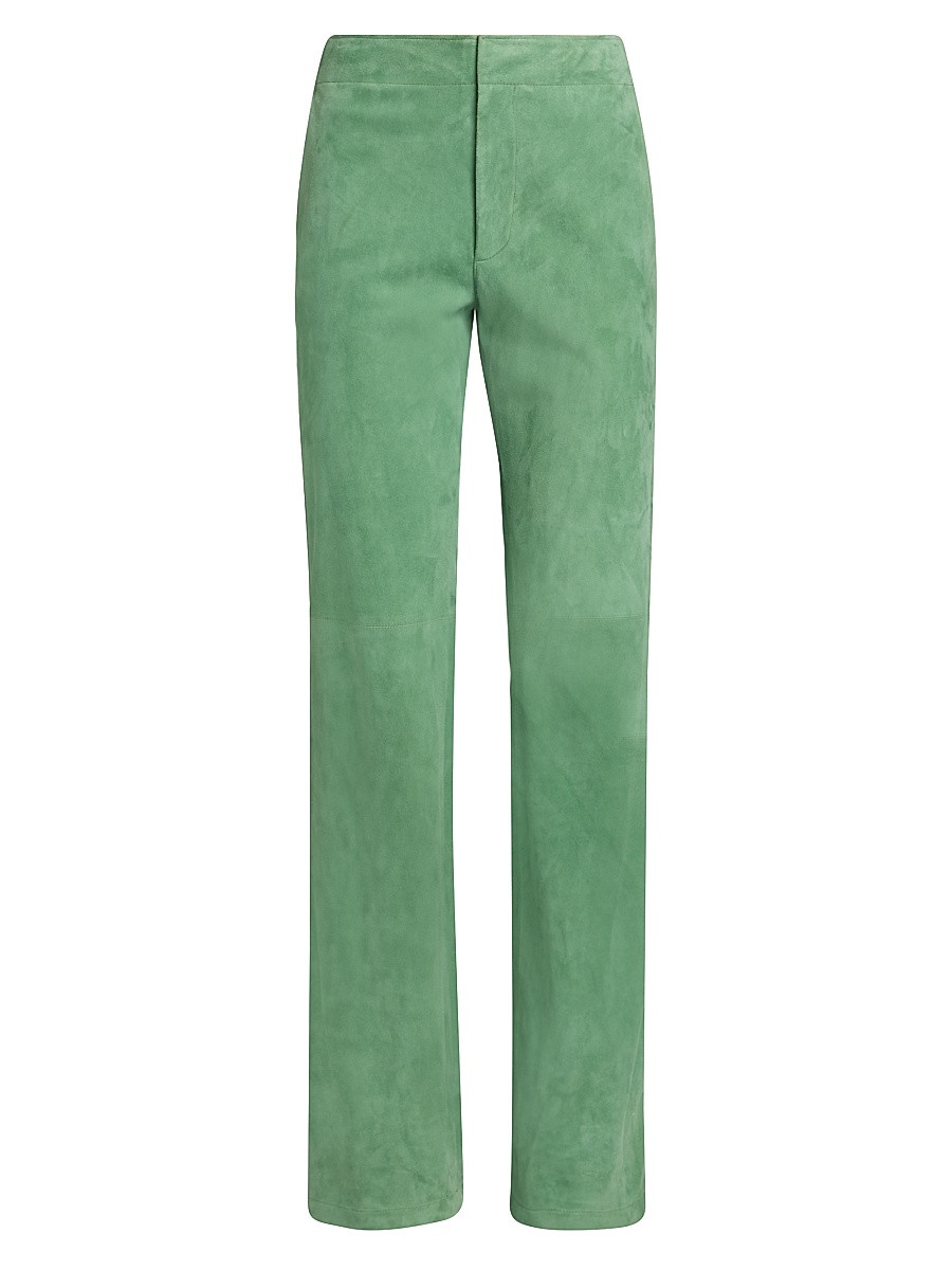Women's Freja Suede Straight-Leg Pants - Aventurine - Size 0 | Saks Fifth Avenue