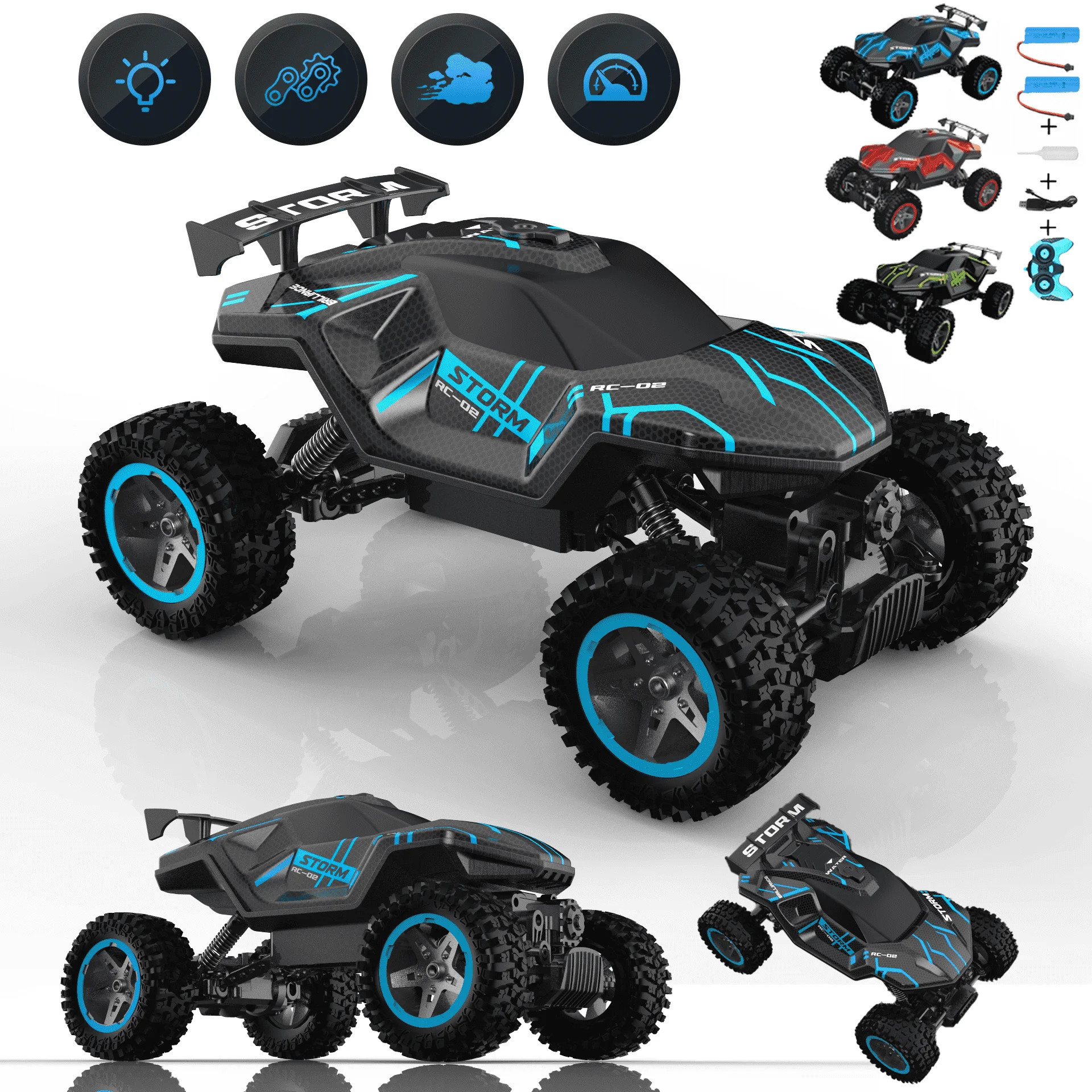 HNH 1:16 RC Car Remote Control Car, 60+min Monster Truck with Lights and Spray Function, All Terr... | Walmart (US)
