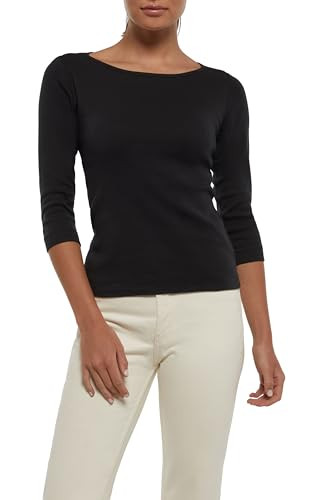 Three Dots Women's 3/4 Sleeve Top, Black | Amazon (US)