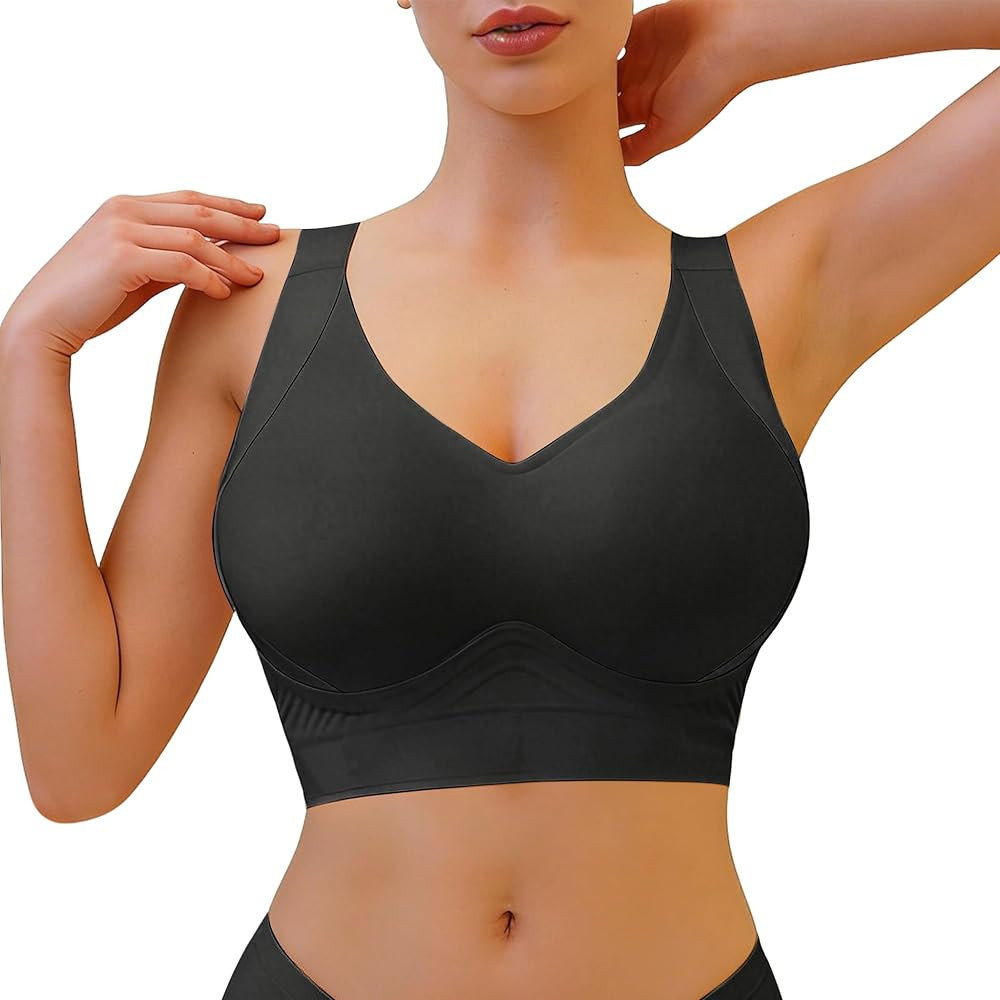Soft Intention Wireless Jelly Bra Plus Size Back Fat Smoothing T-Shirt Bra Full Coverage Seamless... | Amazon (US)