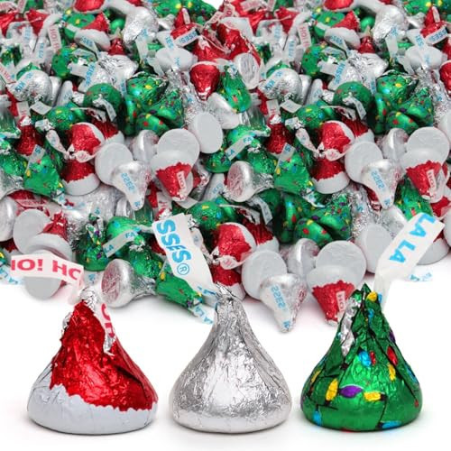 Kisses Christmas Mix 5LB – Santa Hat & Christmas Tree Chocolate Kisses, Individually Wrapped Holiday Candy in Red, Green & Silver Foil – Bulk Treats for Christmas Parties & Stocking Stuffers (5LB) | Amazon (US)