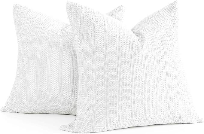 26x26 Pillow Covers Set of 2 White Euro Shams Boho Decorative Throw Pillow Covers Cotton Large Sq... | Amazon (US)