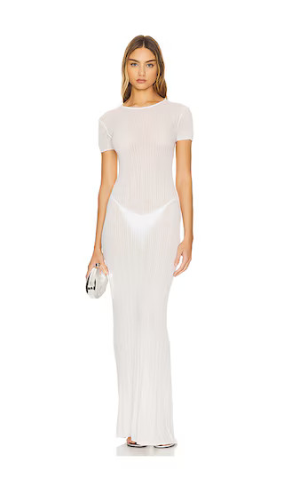 Aprile Sheer Maxi Dress in White | Revolve Clothing (Global)