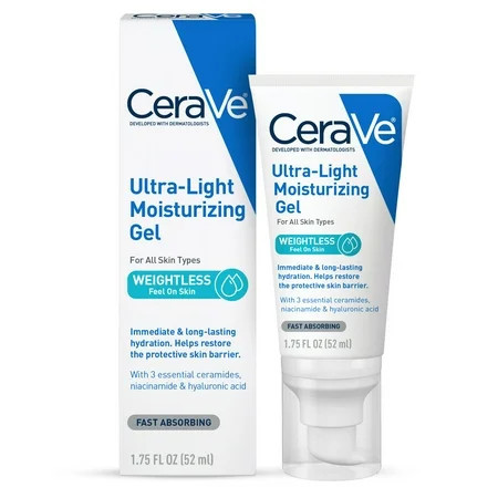 CeraVe Ultra-Light Gel Face Moisturizer with Hyaluronic Acid & Niacinamide All Skin Types 1.75 fl oz | Walmart (US)