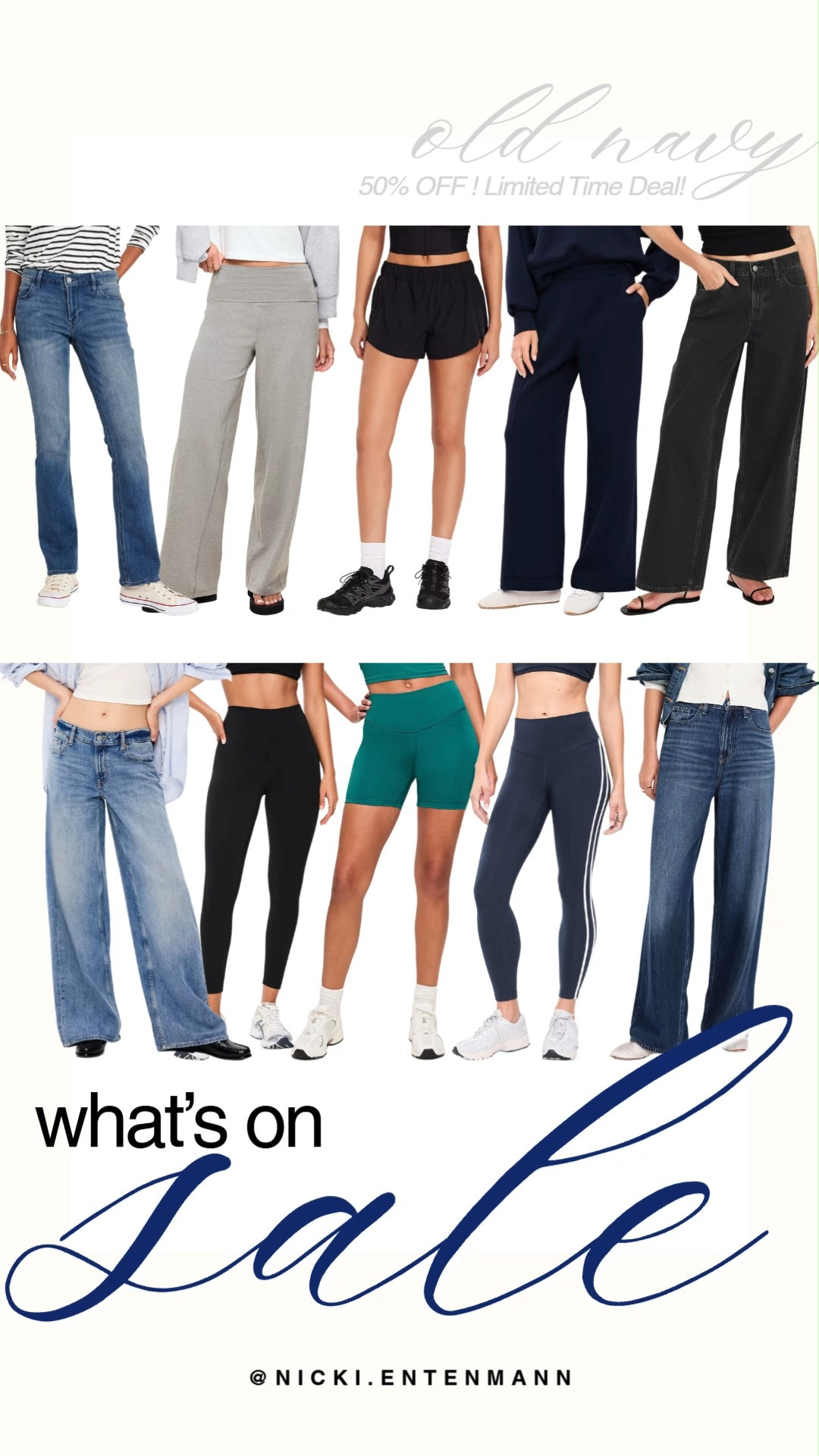 Snag casual staples for less with Old Navy bottoms now 50% off. From wide leg jeans and leggings to shorts and lounge pants, stock up today and refresh everyday style effortlessly. #oldnavy #oldnavystyle #salealert #oldnavyfinds #bottoms #denimdeals #athleisure #budgetfashion #shoppinghaul #modernliving 👖🩳🛍️ 

 #LTKootd #LTKActive #LTKSaleAlert