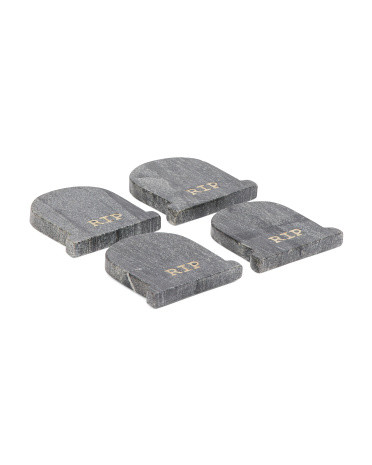 Set Of 4 Rip Marble Coasters With Brass Inlay | TJ Maxx