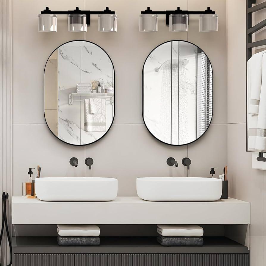 2 Piece Oval Bathroom Mirror Capsule Wall Vanity Mirror, 20"x30" Pill Mirrors Wall Mounted Mirror... | Amazon (US)