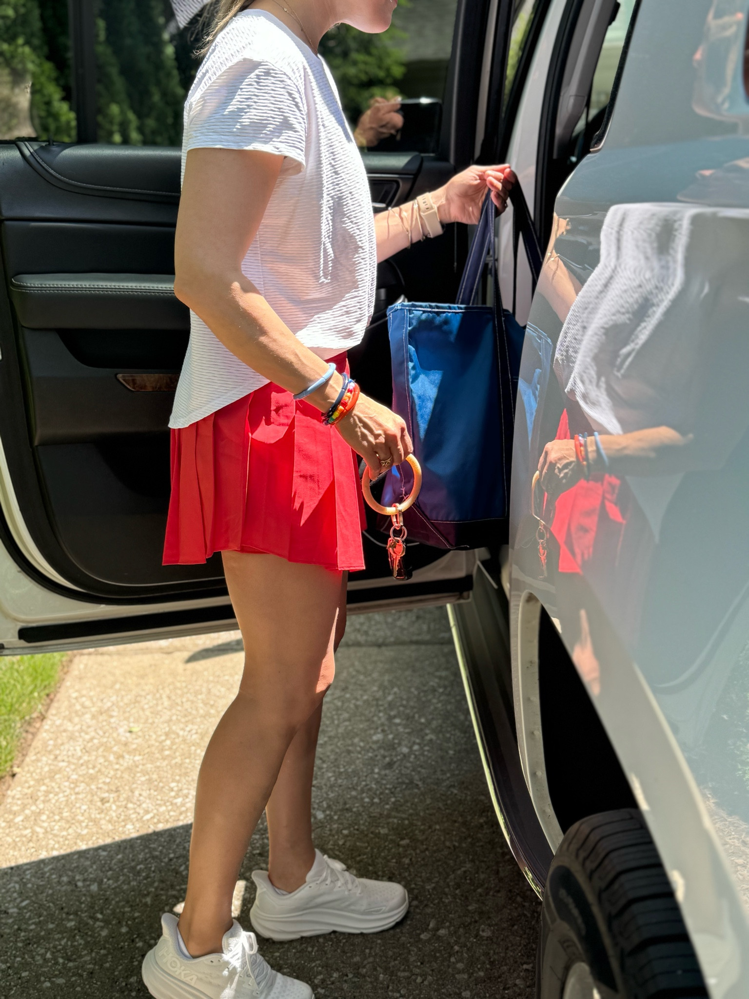 This is my go to outfit for baseball games and swim meets this summer. Cool/comfortable/team colors! Checks all the boxes !

#LTKFitness #LTKActive