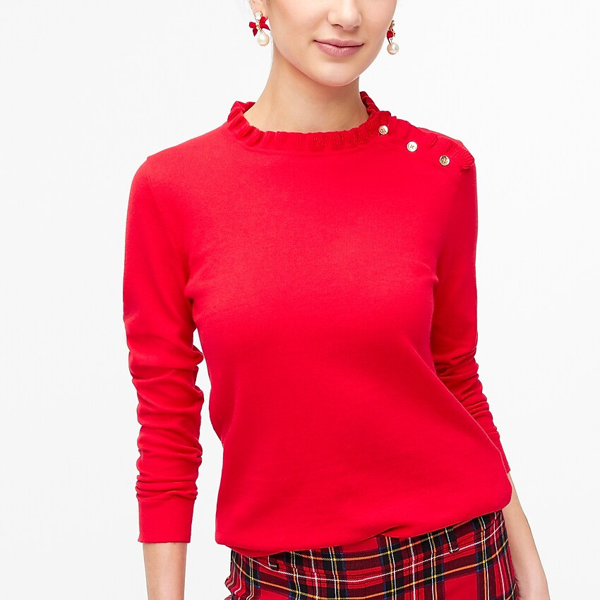Ruffle sweater with buttons | J.Crew Factory
