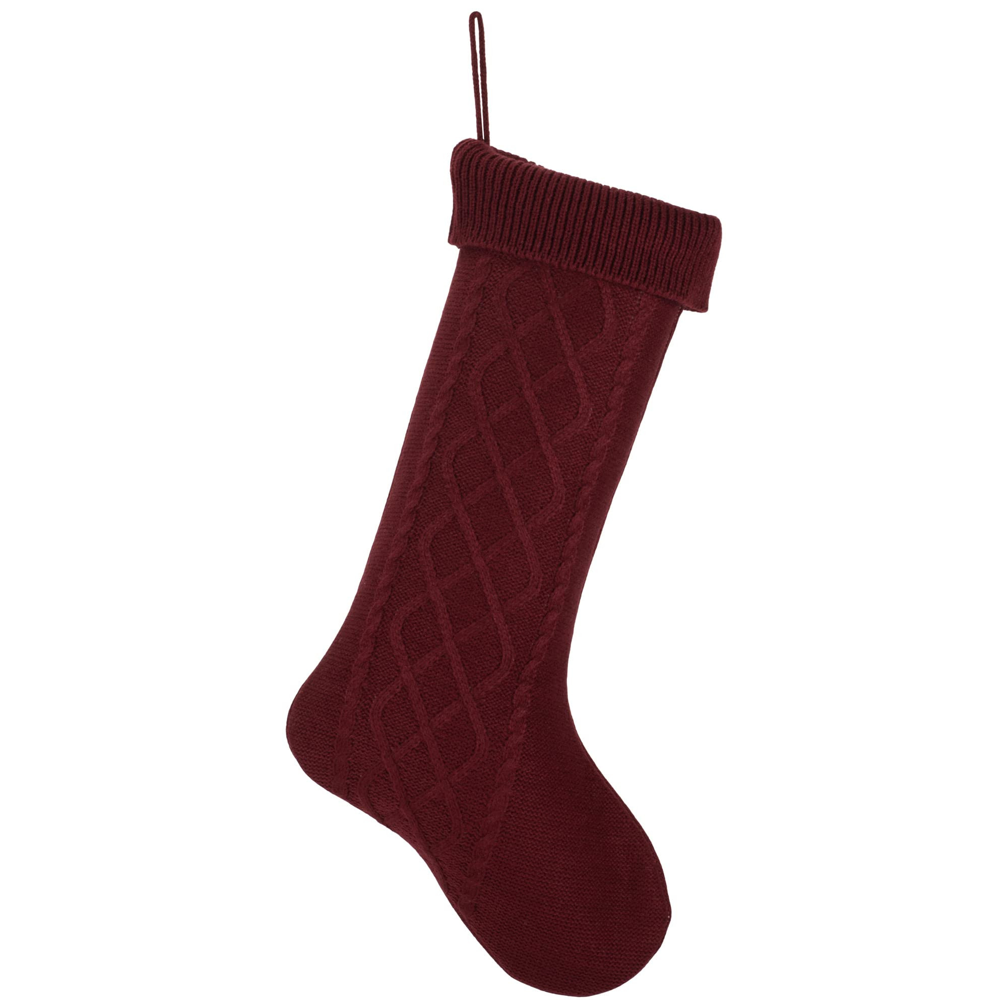 Elanze Designs Burgundy 18.5 inch Cable Knit Christmas Stocking with Ribbed Cuff | Amazon (US)