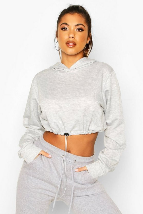Drawcord Cropped Hoodie | Boohoo.com (US & CA)