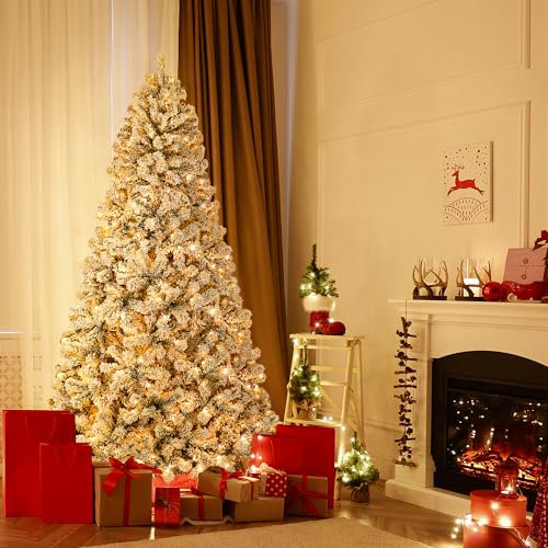 Flocked Christmas Tree with Lights 6ft Frosted Christmas Tree with Snow &698 Branch Tips &250 LED... | Walmart (US)