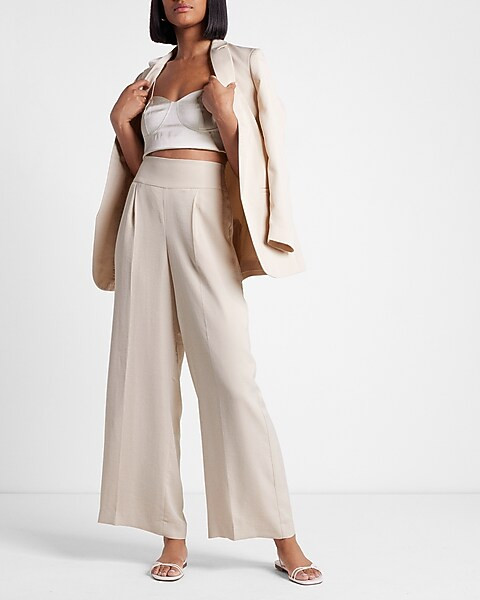 Super High Waisted Satin Wide Leg Pant | Express