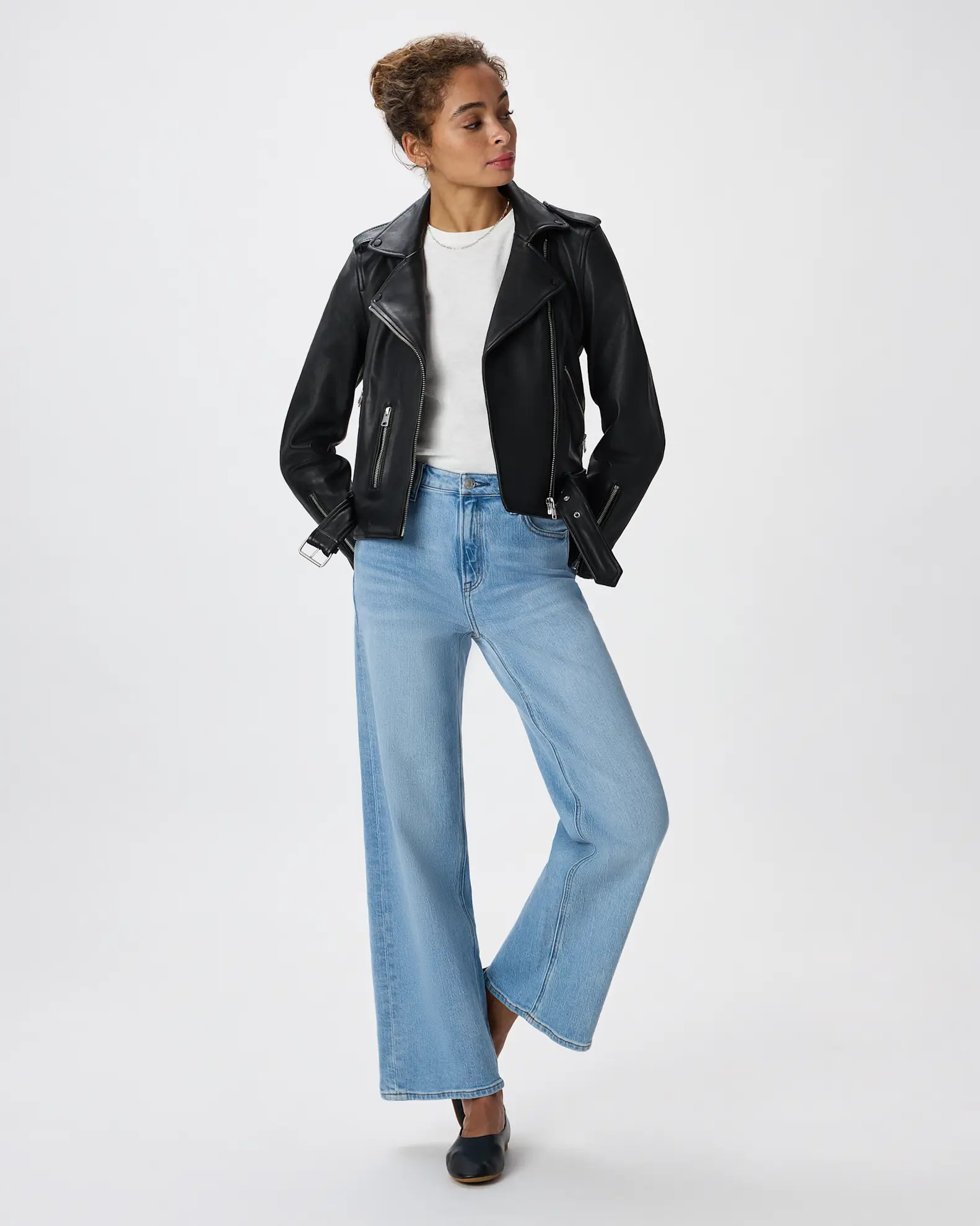 Women's 100% Leather Motorcycle Jacket in True Black | Quince