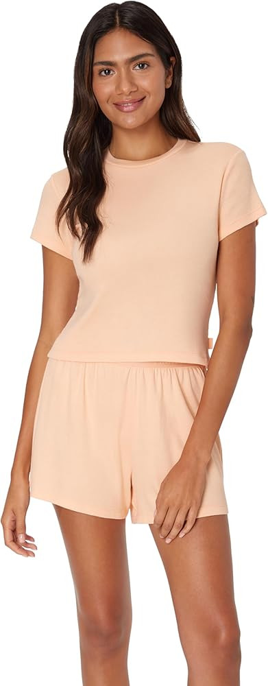 Hanes Women's Originals 2-piece Lounge Set, Supersoft Cropped Baby Doll Tee & Sleep Shorts Lounge... | Amazon (US)