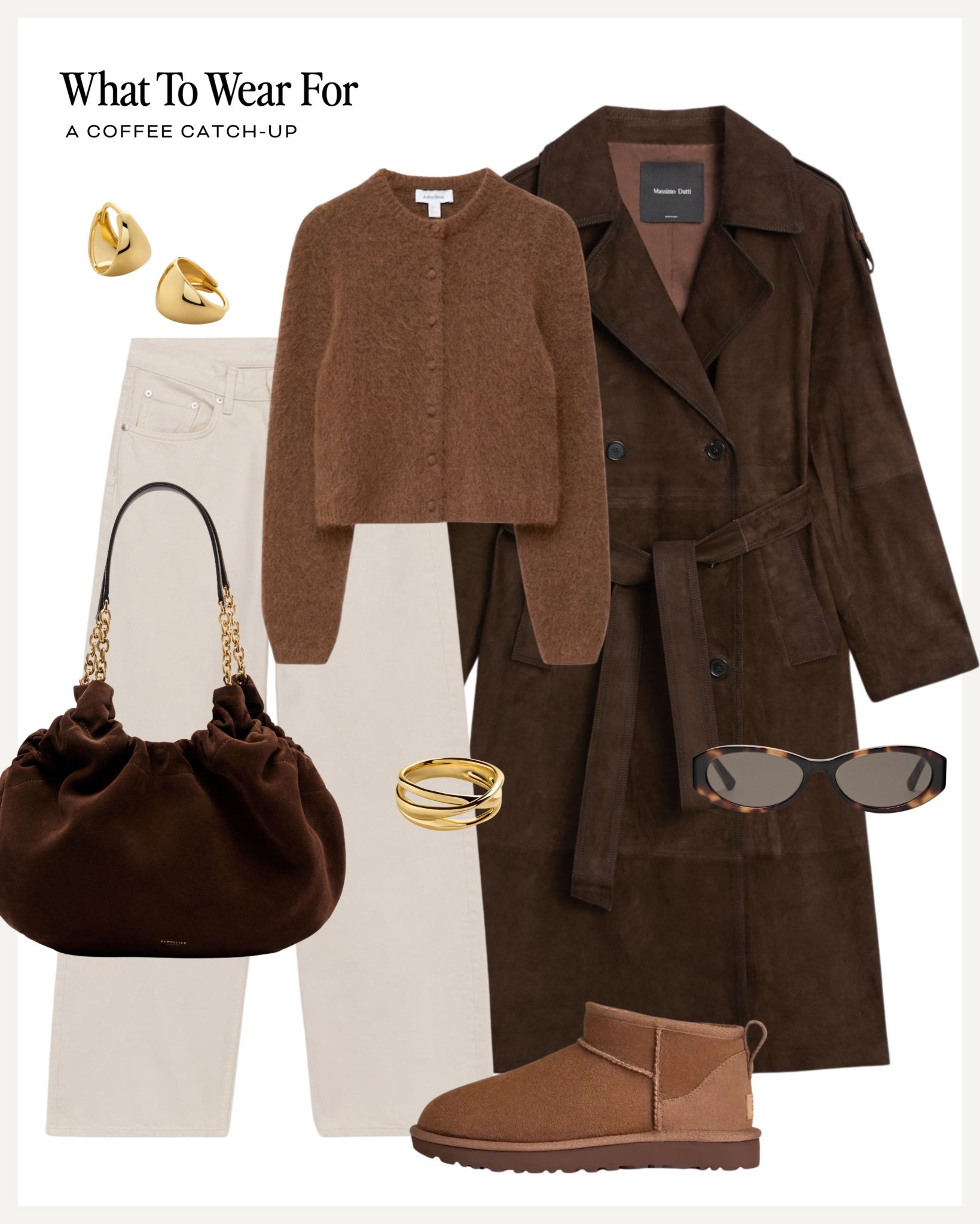 A coffee catch-up ☕️ 

Suede trench / mohair knit / white jeans / demellier suede bag / ultra mini uggs / autumn fashion / neutral outfits 

#LTKautumn #LTKuk