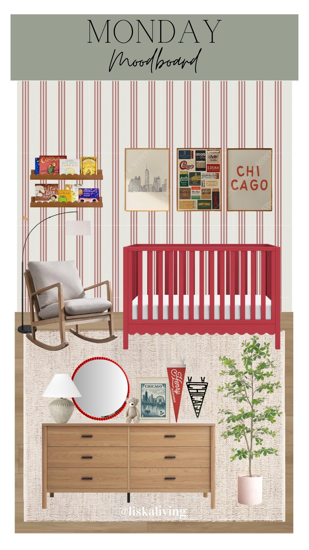 ✨MONDAY MOODBOARD - GENDER NEUTRAL NURSERY✨

How cute are these stripes?! I used this cute wallpaper from @comestayawhile x @wall.blush for this “Chicago” room. I felt like a Chicago themed room was necessary with everything going on here lately. I love this city and everything it represents 🫶🏻

✨FOLLOW @liskaliving and @oakandolive_designs for more home styling inspo and curated moodboards like this one! Thanks for being here! 🤍

✨SAVE this post for later!

✨Comment MONDAY for links 🔗 
.
.
.
.
.
.
#mondaymoodboard #moodboardaccount #moodboardpage #designboard #interiordesign #homestyling #homestylinginspo #nursery #boynursery #genderneutralnursery 

#LTKStyleTip #LTKHome #LTKBaby