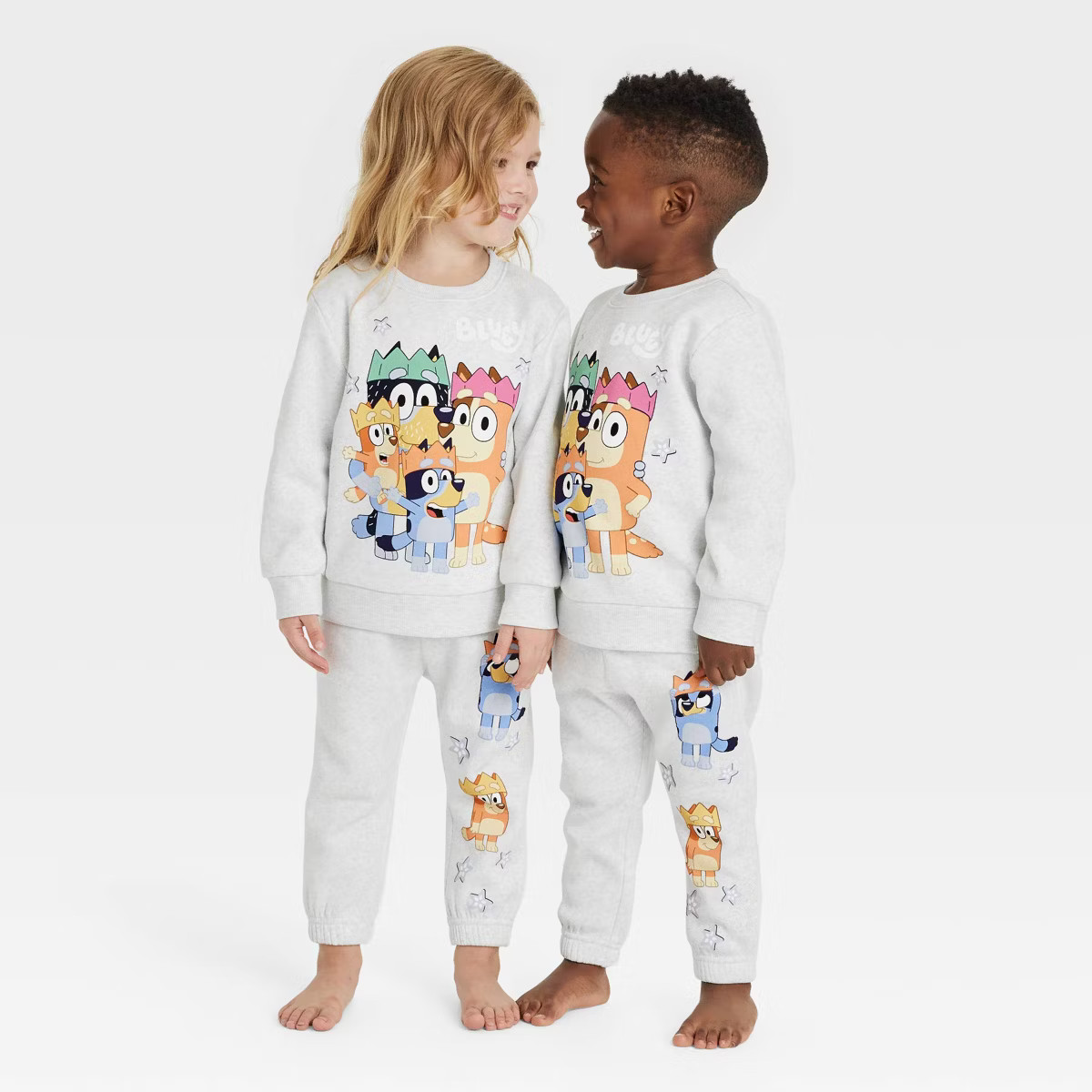 Toddler Bluey Family Fleece Pull-On Pants - Heather Gray | Target