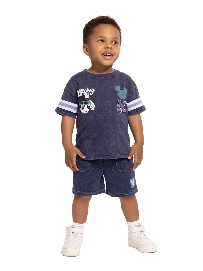 Mickey and Friends Toddler Boys Short Sleeve Graphic Tee and Matching Shorts Outfit Set, 2-Piece,... | Walmart (US)