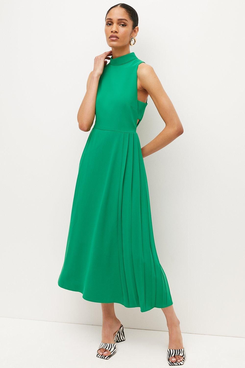 Soft Tailored Pleated Panel Maxi Dress | Karen Millen US