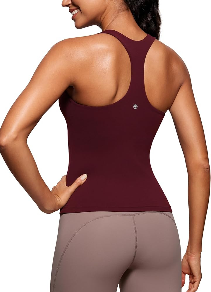 CRZ YOGA Butterluxe Workout Racerback Tank Tops for Women - Padded Athletic Spandex Yoga Shirts w... | Amazon (US)