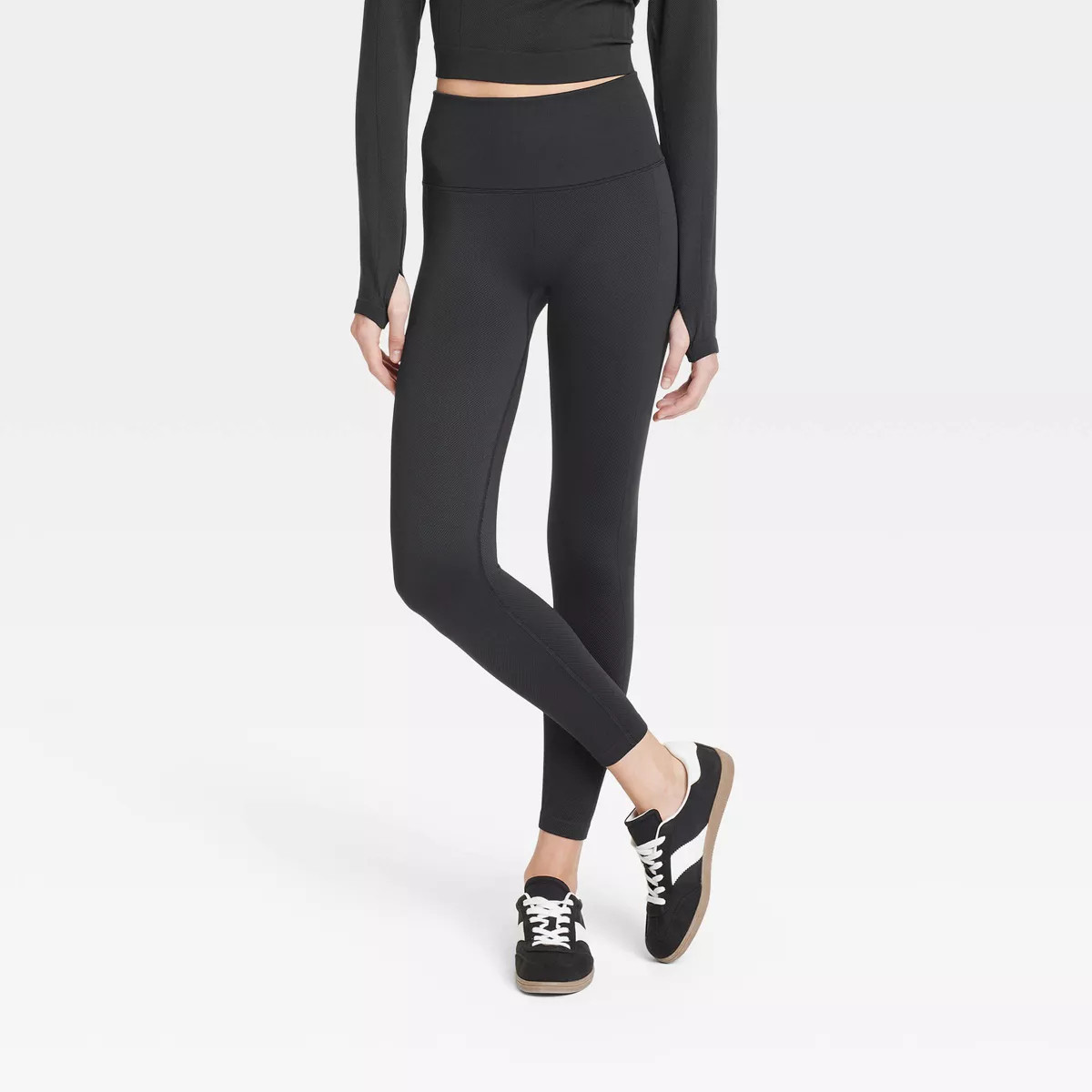 Women's Seamless High-Rise 7/8 Leggings - All In Motion™ Black S | Target