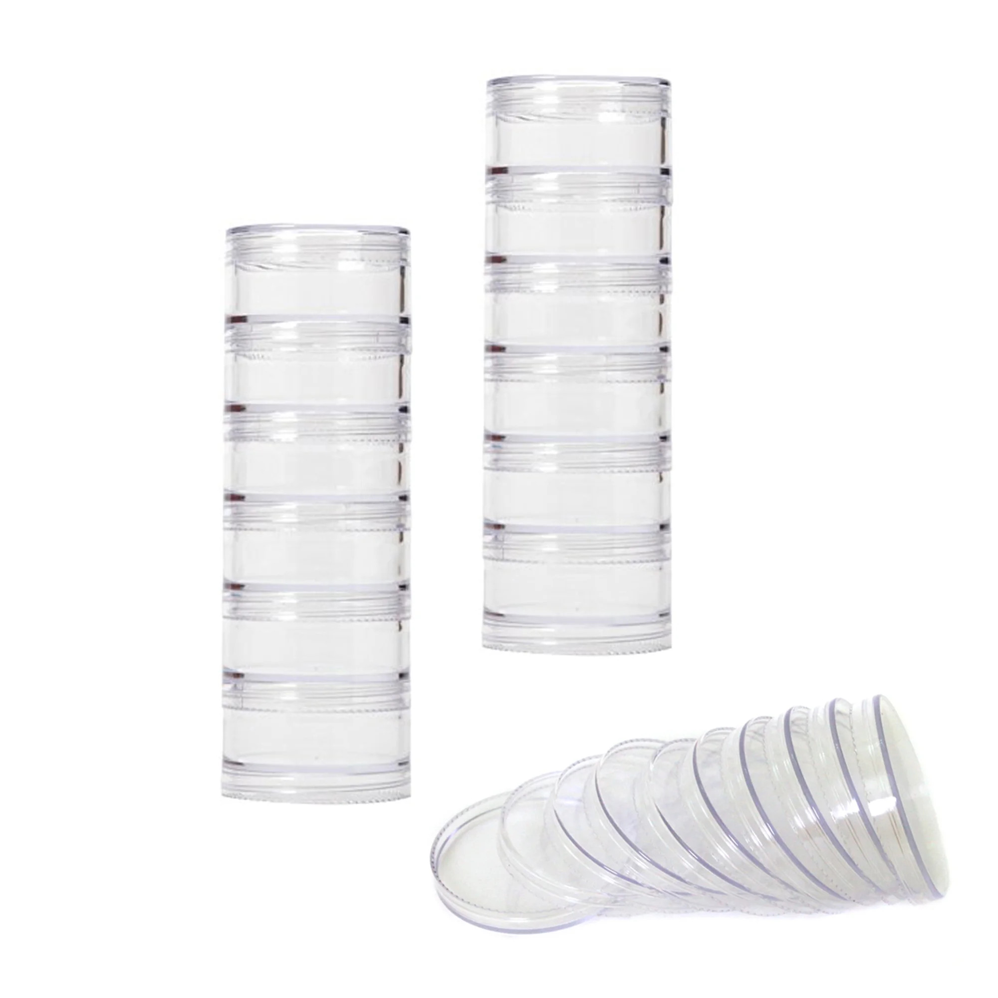 Storage Stackable Round Interlocking Clear Containers 12 with Lids 2" | Walmart (US)