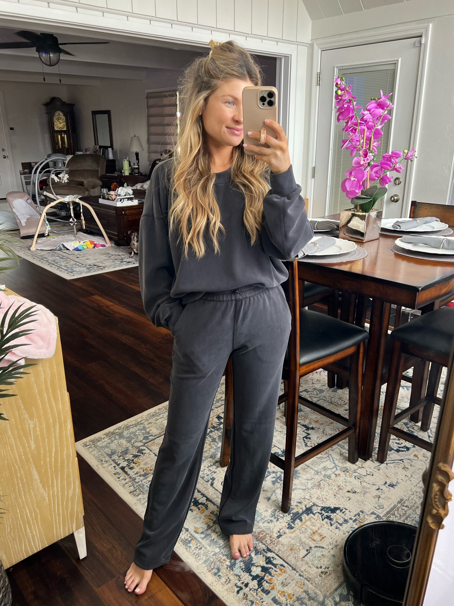 OOTD (wearing size 4 in both)!

Lululemon. Sweats. Lounge